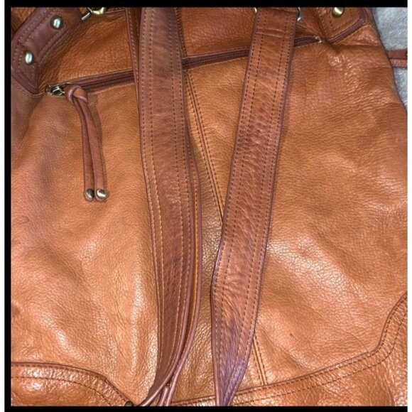 Sabina New York Genuine Leather Tan Crossbody Bag - Picture 12 of 14